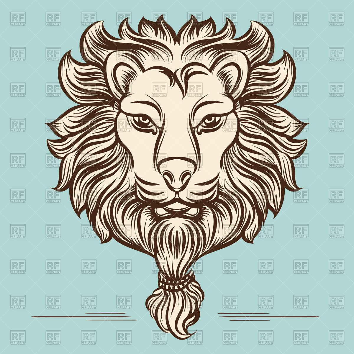 1200x1200 Vintage Lion Head Print On Blue Background Vector Image Vector