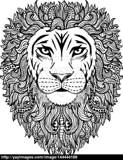 392x512 Hand Drawn Abstract Lion Illustration Vector