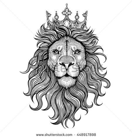 450x470 Vector Black And White Tattoo King Lion Illustration Art