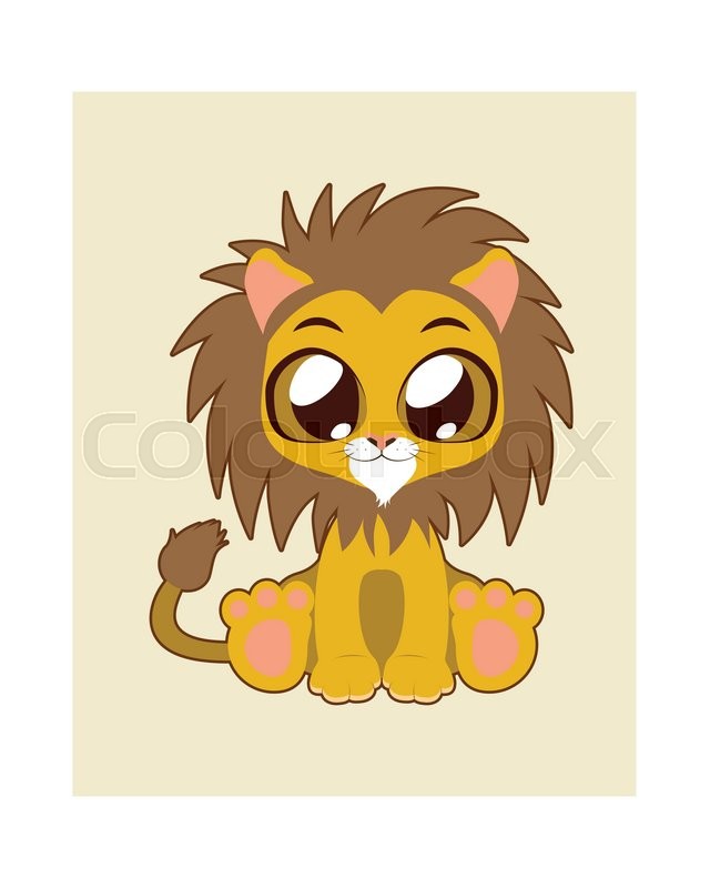 640x800 Cute Lion Illustration In Flat Color Stock Vector Colourbox