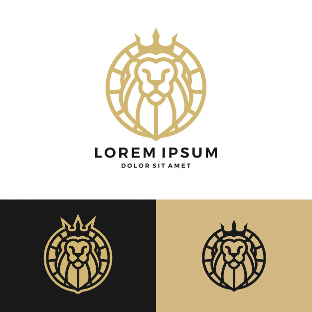 626x626 Lion King Crown Round Circle Emblem Label Logo Vector Premium