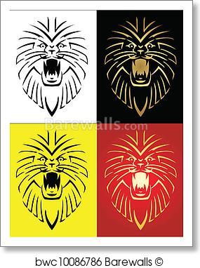 285x382 Art Print Of Lion Mascot Vector Illustration Barewalls Posters