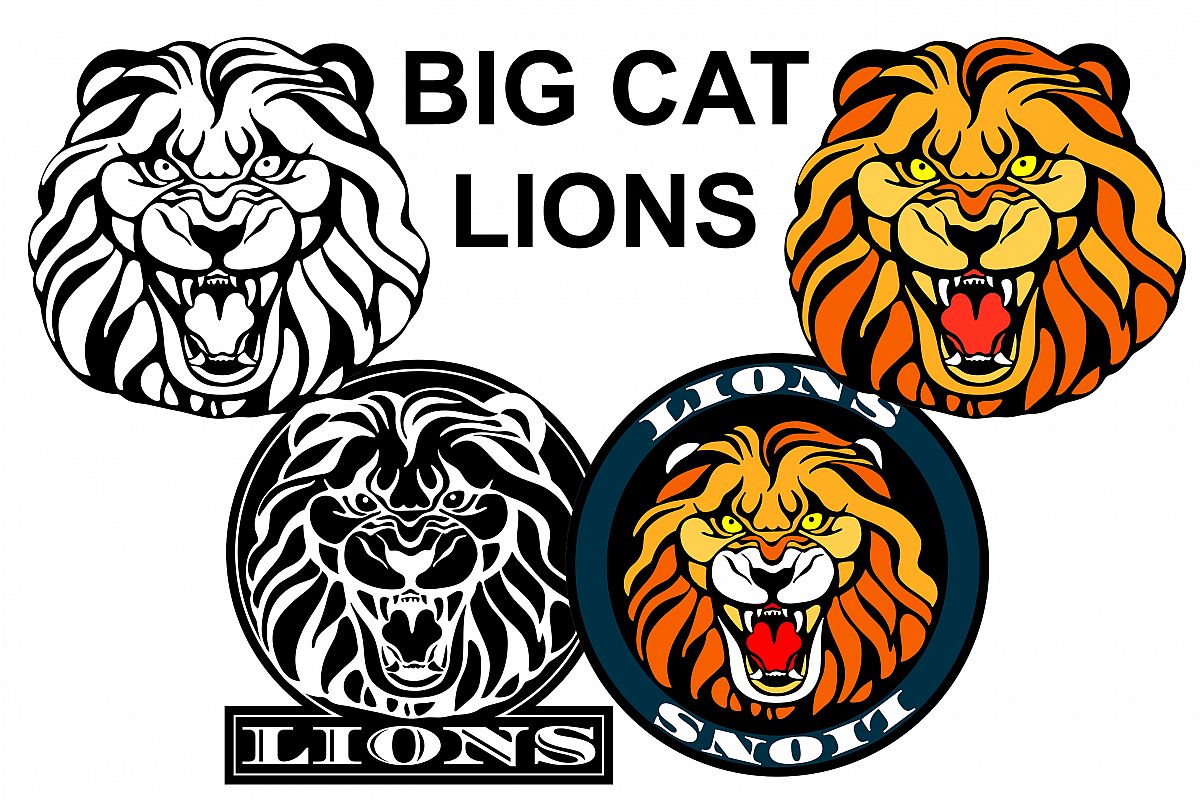1200x800 Lions Mascot Logo. Wildcat Head Vector Illustration