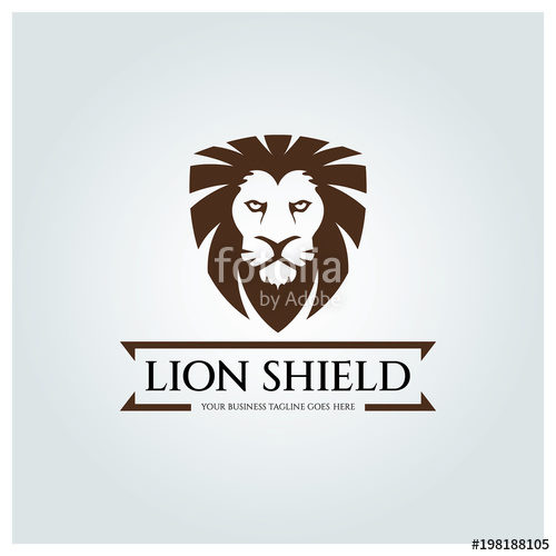 500x500 Lion Shield Logo Design Template. Vector Illustration Stock Image