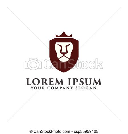 450x470 Lion Shield With Crown Logo. Luxury Design Concept Template.