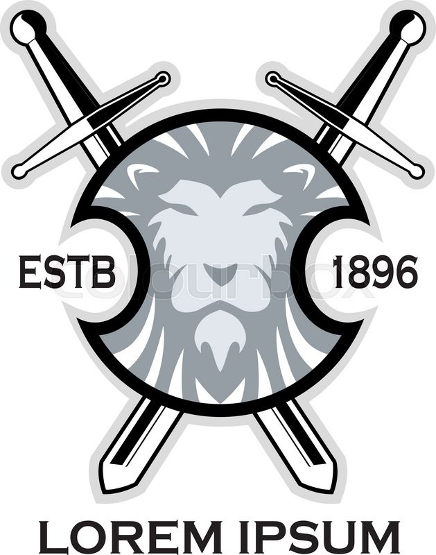 629x800 Sword With Lion Shield , Vector Illustration Stock Vector