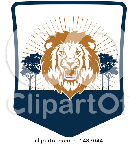 450x470 Clipart Of A Roaring Male Lion Shield