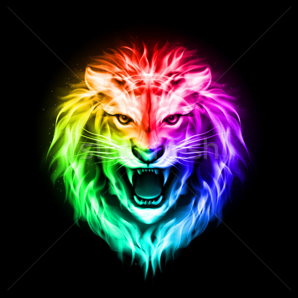 600x600 Head Of Colorful Fire Lion Vector Illustration Dvarg ( 4195893