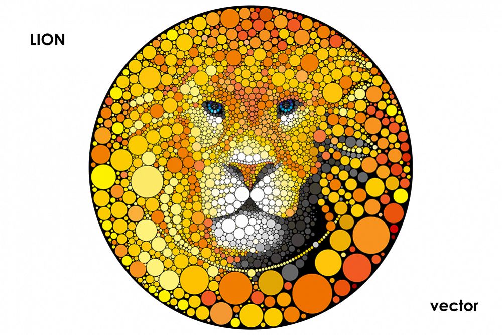 1000x667 Lion Vector Series. 4 Lions Portraits.
