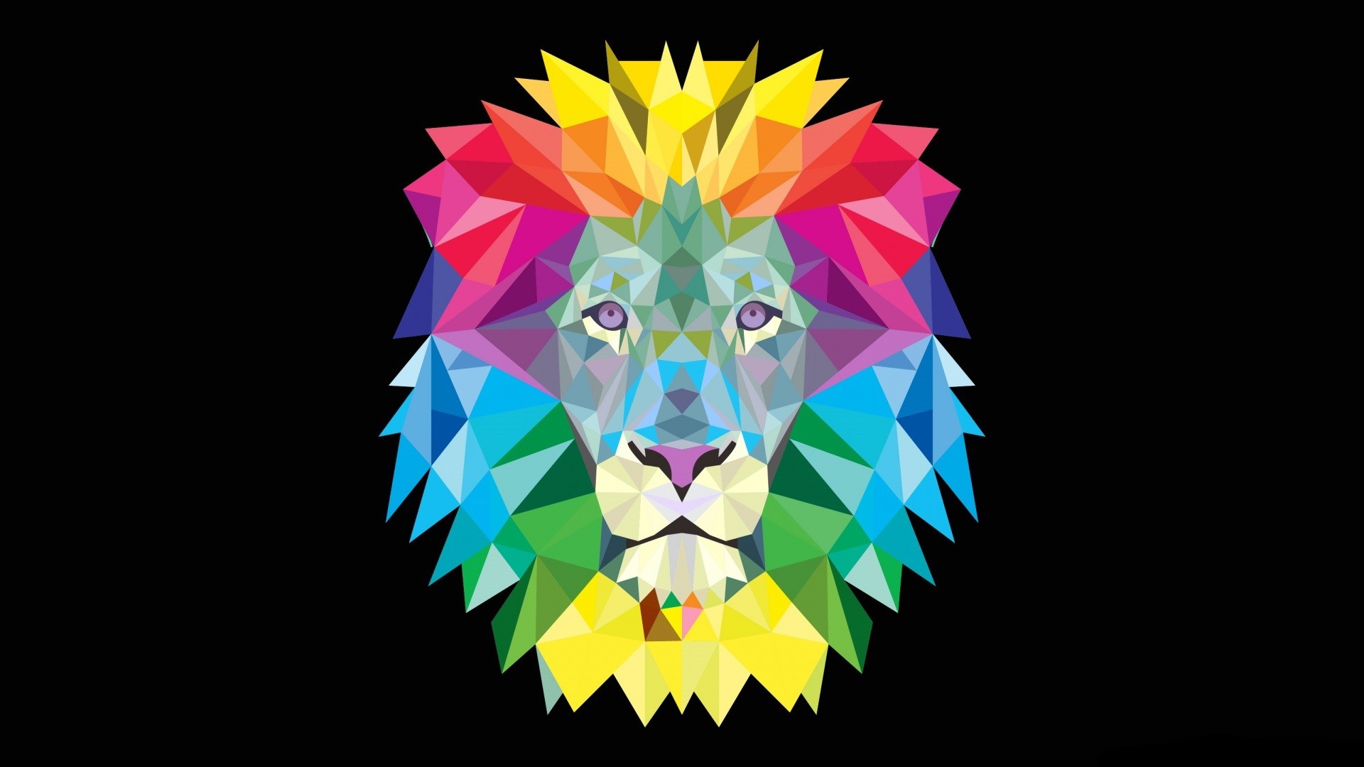 1920x1080 Wallpaper Illustration, Lion, Vector, Art, Wheel, Origami Paper