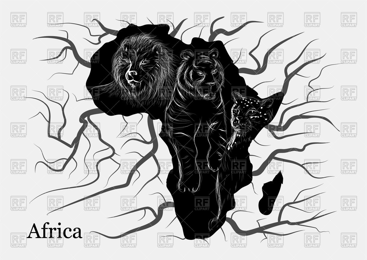 1200x849 Africa Silhouette With Lion, Leopard And Tiger Vector Image