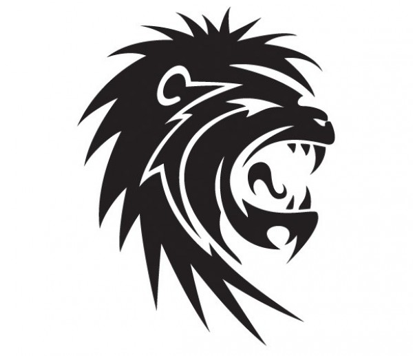 600x517 Black Roaring Lion Vector Graphic