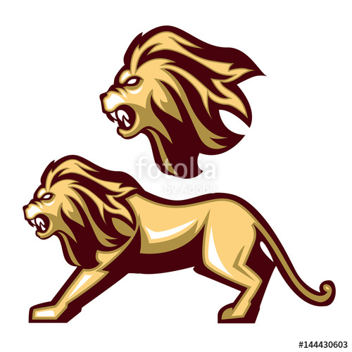 500x500 Lion Vector Mascot Set Pack Head And Full Body Stock Image And