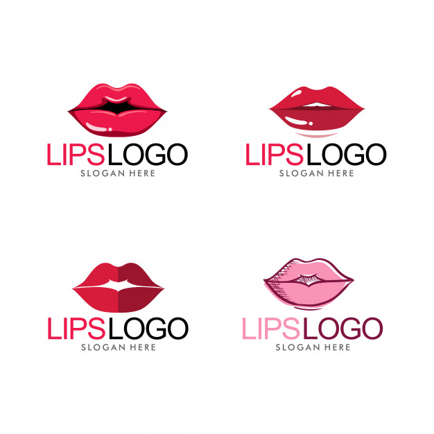 626x626 Lips Logo With Red Lips Set Modern Logo Illustration Vector