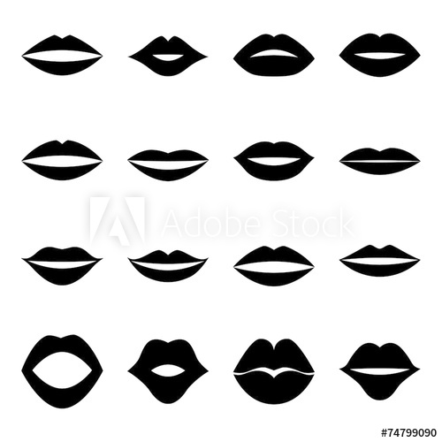 500x500 Set Of Lips, Vector Illustration