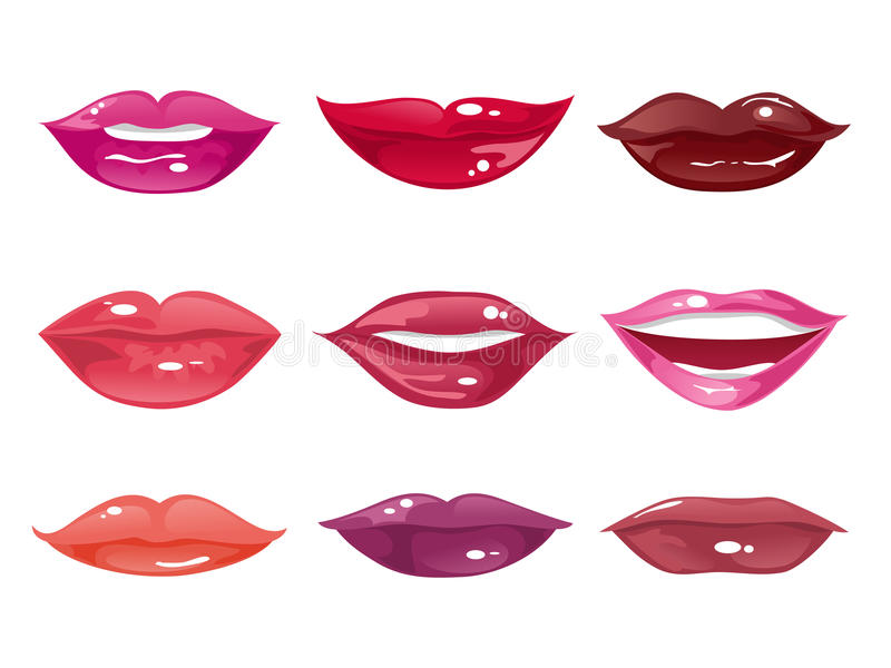 800x600 Set Female Lips A White Background Vector Illustration Stock Lips