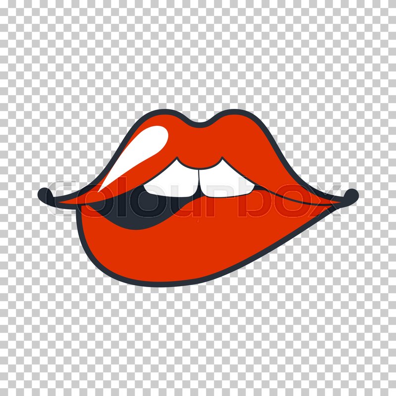 800x800 Quirky Lips. Vector Patch, Sticker Isolated On A Transparent