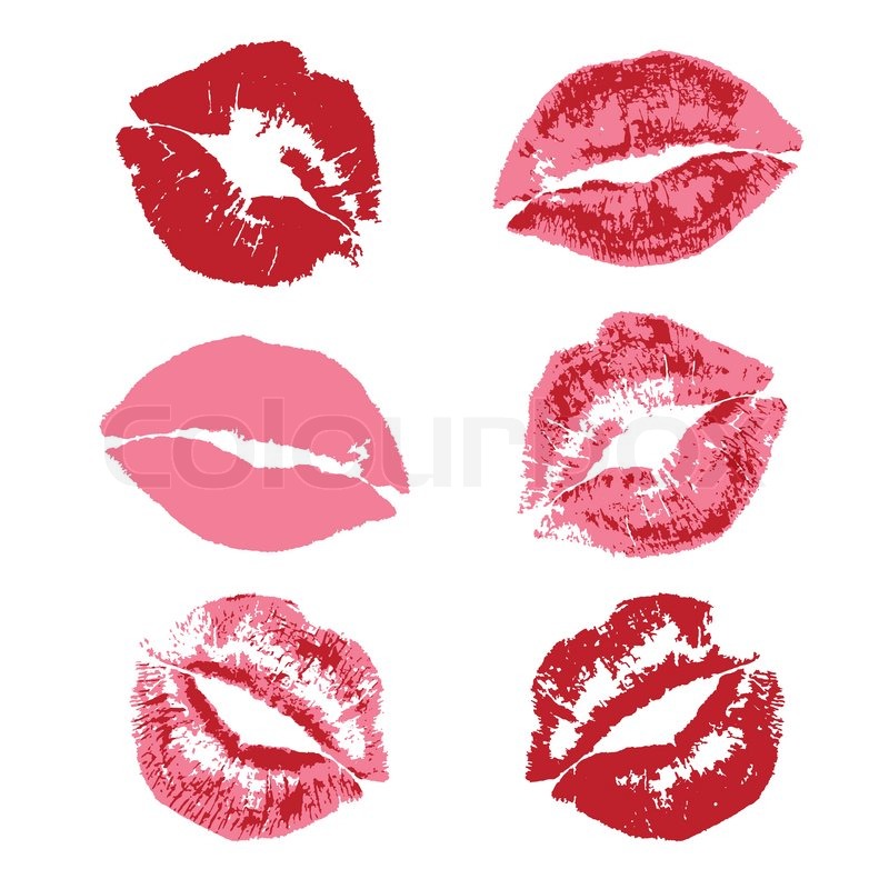 800x800 Red Lipstick Kiss Print Pattern Stock Vector Colourbox