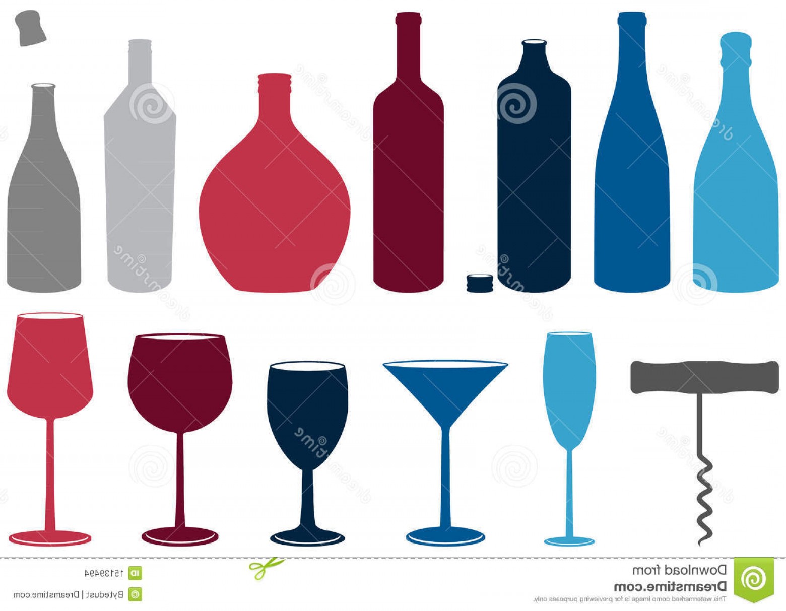 1560x1213 Stock Images Vector Set Liquor Bottles Glasses Corkscrew Image