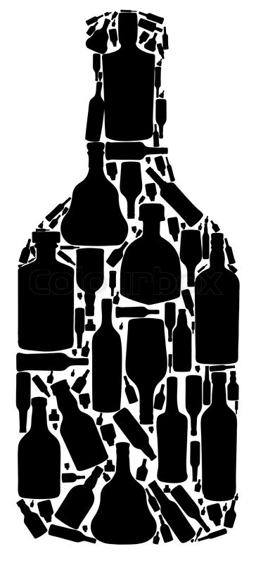 364x800 Vector Illustration Silhouette Alcohol Bottle Stock Vector