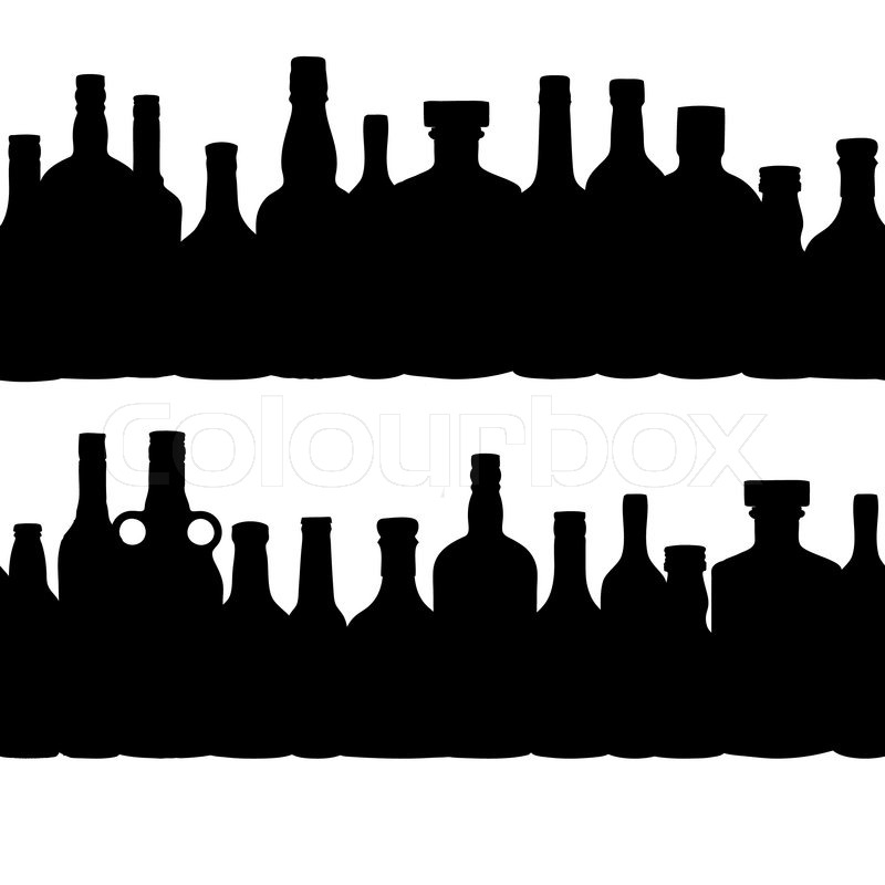 800x800 Vector Illustration Silhouette Alcohol Bottle Seamless Pattern