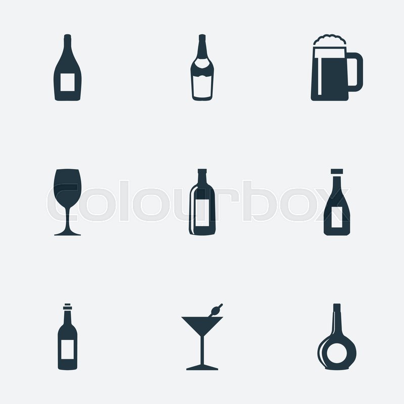 800x800 Vector Illustration Set Of Simple Beverage Icons. Elements