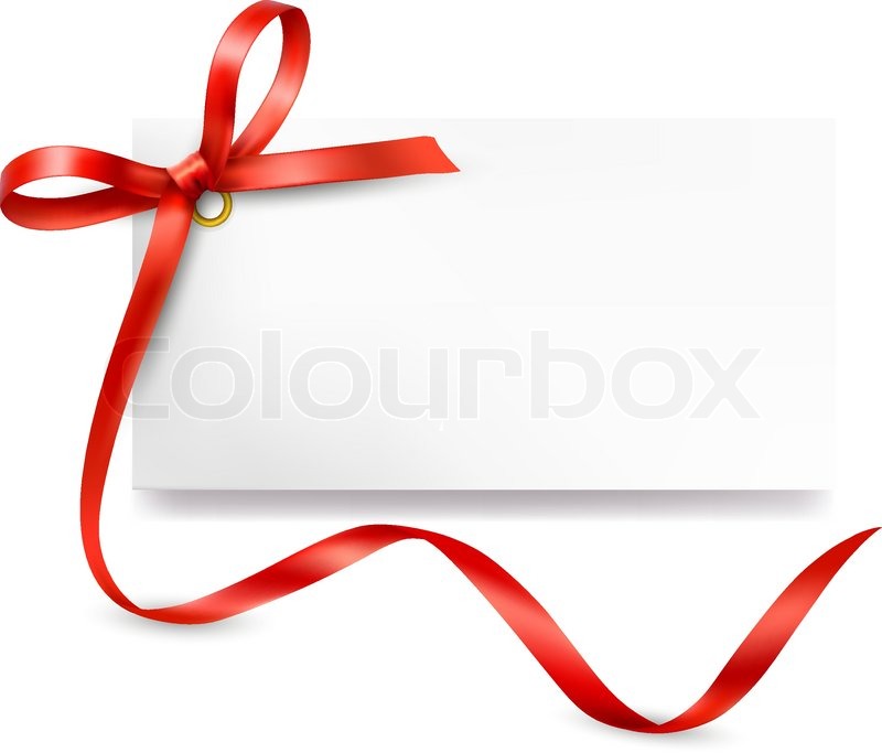 800x683 Card Note With Red Gift Bows With Ribbons Vector Stock Vector