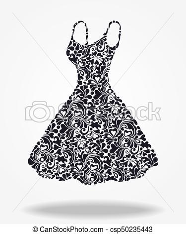375x470 Elegant Vector Silhouette Of Isolated Beautiful Back Dress.