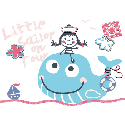 400x450 Little Girl Sailor On Whale Kidsfashionvector Cute Vector Art