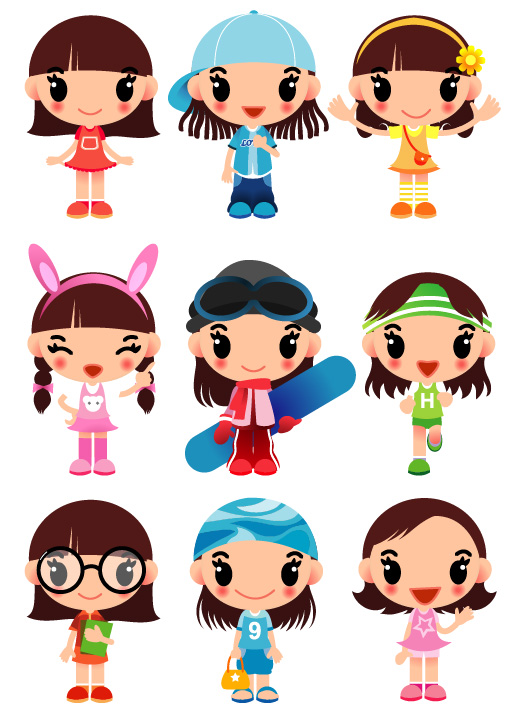 515x723 Super Cute Cartoon Girl Vector Free Vector 4vector