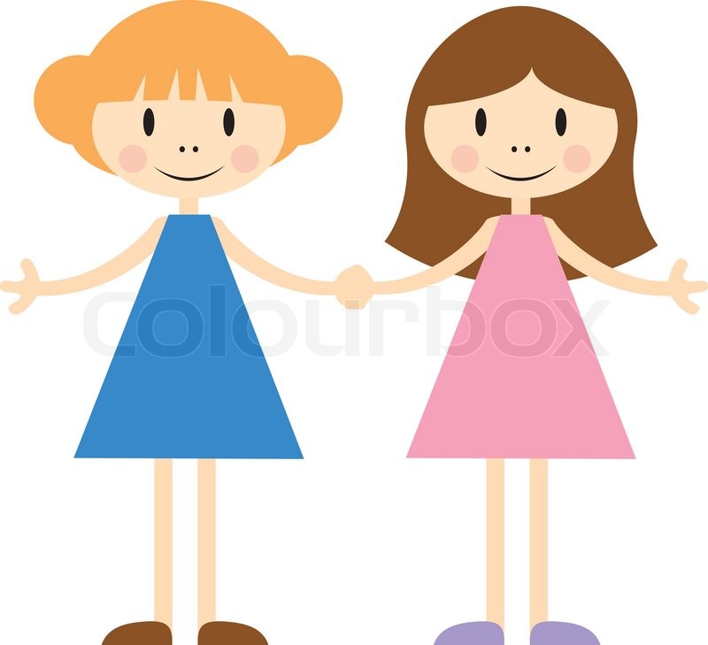 800x729 Vector Illustration Of Couple Little Girls Stock Vector Colourbox