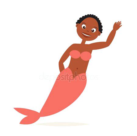 450x449 African American Mermaid Happy Little Mermaid Cartoon Character