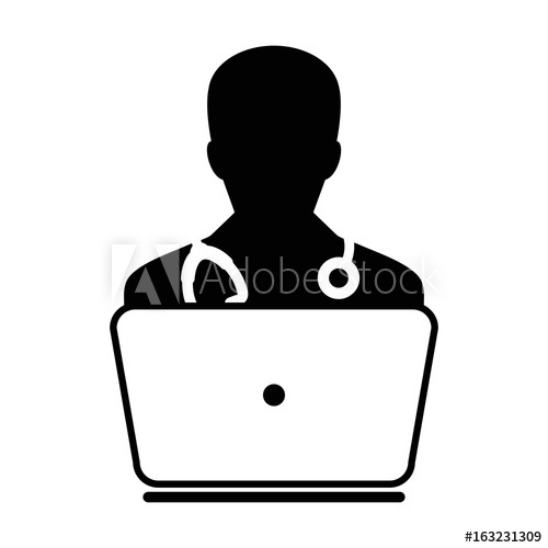 500x500 Doctor Icon Vector Online Consultation With Laptop Computer Avatar