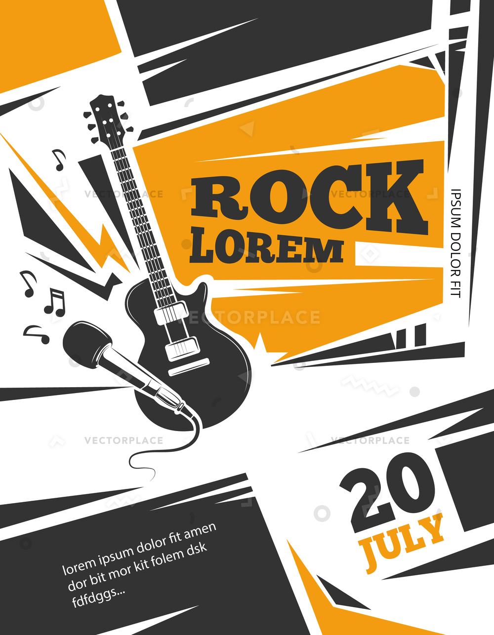 1000x1286 Live Music Poster Template Rock Concert Vector Illustration 51324