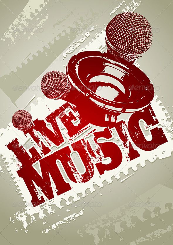 590x834 Live Music. Vector Grunge Poster Template. Design Portfolio
