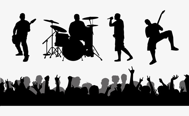 650x400 Rock Band Live Performances Vector Silhouettes, Band Silhouette