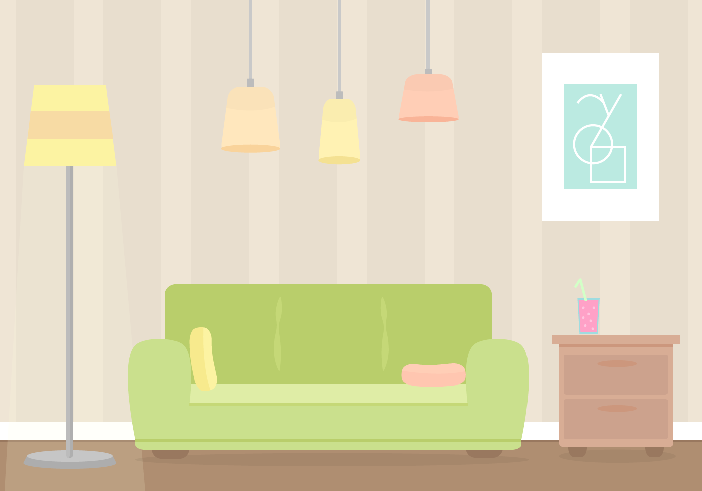 1400x980 Living Room Free Vector Art