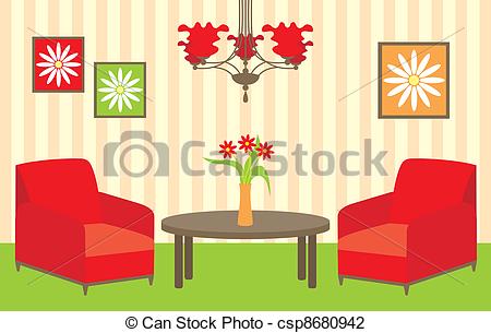 450x305 Living Room. Vector Illustration, Color Full.