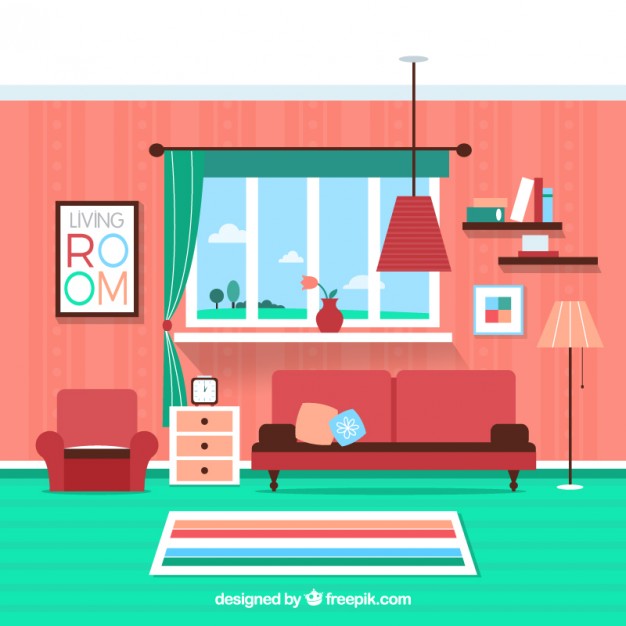 626x626 Colorful Living Room Vector Free Download