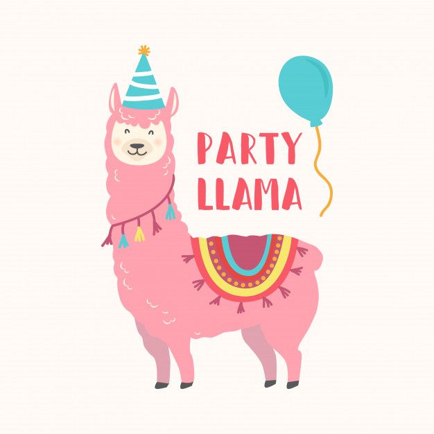 626x626 Birthday Card With Cute Cartoon Llama Vector Premium Download