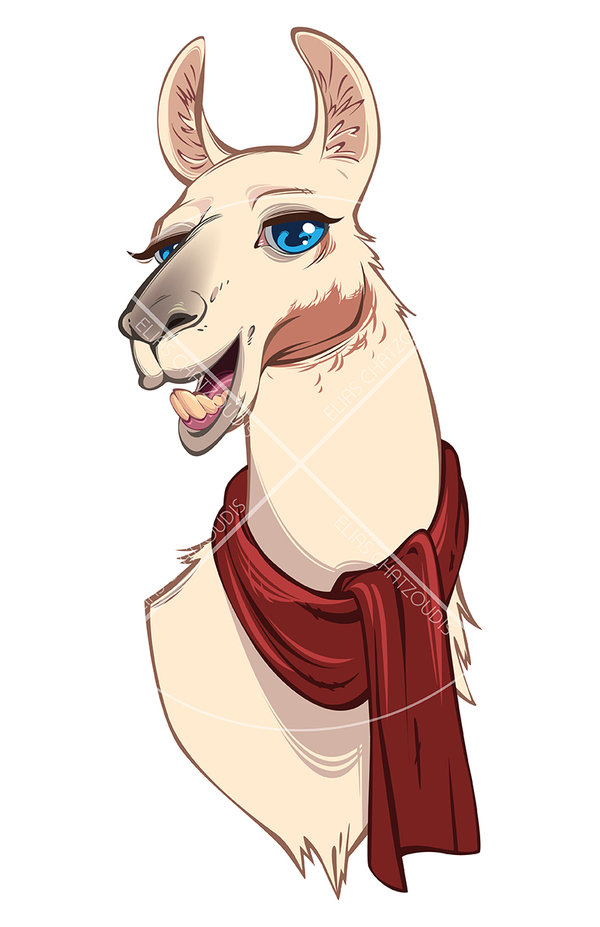 600x927 Cute Llama Vector By Elias Chatzoudis