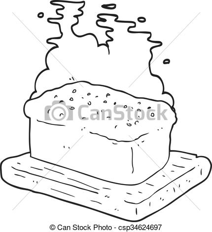 430x470 Freehand Drawn Black And White Cartoon Loaf Of Bread.