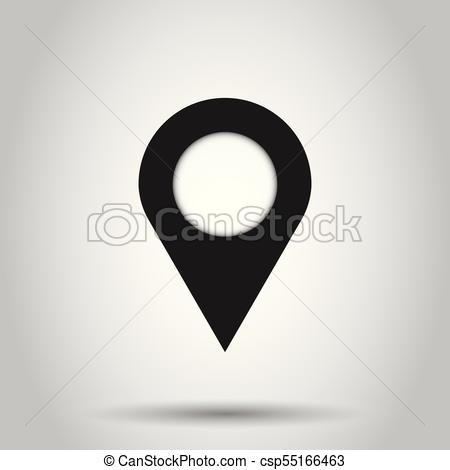 450x470 Pin Icon Vector. Location Sign In Flat Style Isolated On Gray
