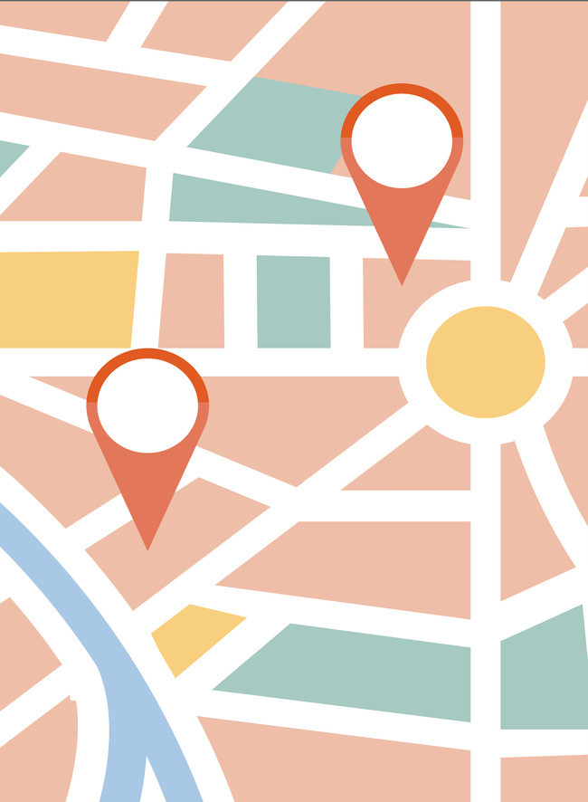 650x886 Location Map Directions Vector Background Material, Vector, Route