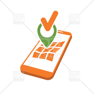 400x400 Mobile Phone Location Map With Tick Vector Image Vector Artwork
