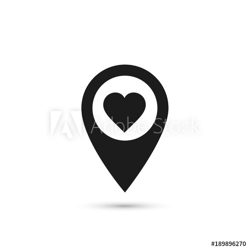 500x500 Map Pointer With Heart Icon, Location Pin Vector Isolated Symbol