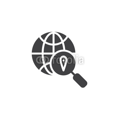 400x400 Search World Location Pin Vector Icon. Filled Flat Sign For Mobile
