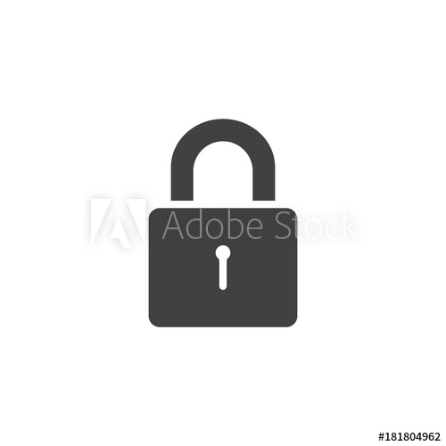 500x500 Padlock Icon Vector, Filled Flat Sign, Solid Pictogram Isolated On