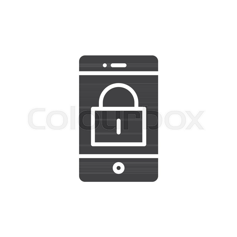 800x800 Smartphone Lock Icon Vector, Filled Flat Sign, Solid Pictogram