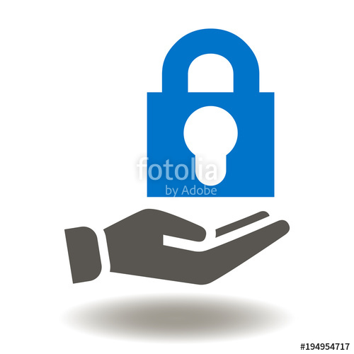 500x500 Hand Give Padlock Icon Vector. Security Data Illustration. Secure